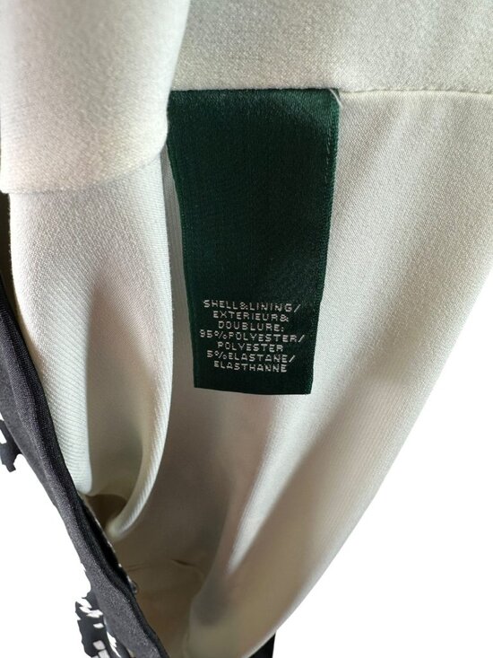 Lauren Ralph Lauren Black White Abstract Wrap Dress Ruched Size 14 - Picture 6 of 7